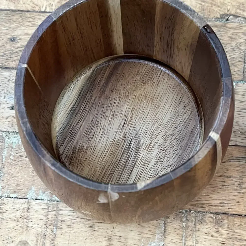 Ryze Acacia Wood Storage Container Round Matching Wooden Lid